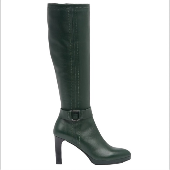 Aquatalia Shoes - Aquatalia Ryleigh Water Resistant Dark Green Genuine Leather Knee High Boots NEW
